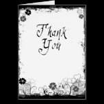 Grunge Swirl Flowers Thank You Card B&W cards