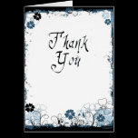 Grunge Swirl Flowers Thank You Card Blue cards