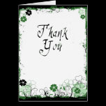 Grunge Swirl Flowers Thank You Card Green cards