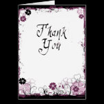 Grunge Swirl Flowers Thank You Card Pink cards