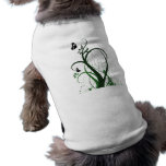 Grunge Swirls 2 Butterflies Green Dog Tee Shirt