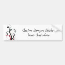 Grunge Swirls 2 Butterflies Original Black Red Bumper Stickers