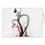 Grunge Swirls 2 Butterflies Original Black Red cards