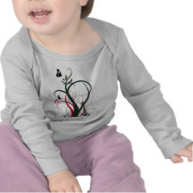 Grunge Swirls 2 Butterflies Original Black Red Tee Shirts