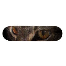 Grunge Tabby Cat Face in Shadow Skateboard Deck