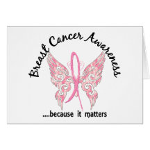 Grunge Tattoo Butterfly 6.1 Breast Cancer Cards