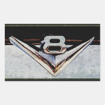 Grunge V8 Big Block Emblem Rectangular Sticker