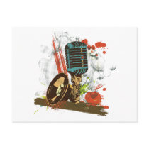 grunge vintage microphone vector post cards