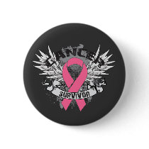 Grunge Winged Ribbon Breast Cancer Survivor