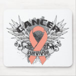 Grunge Winged Ribbon Endometrial Cancer Survivor mousepads