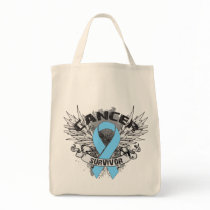 Grunge Winged Ribbon Prostate Cancer Survivor Bags