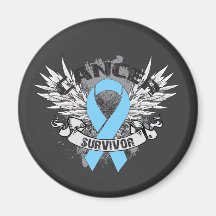 Grunge Winged Ribbon Prostate Cancer Survivor Fridge Magnet
