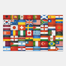 Grunge World Flags Collage Design Rectangle Stickers