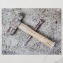 Grungy hammer and chisel flyer design