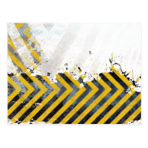 Grungy Hazard Stripes Post Cards