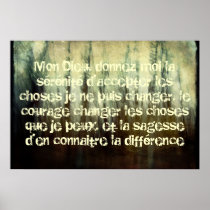 Grungy Serenity Prayer in French Poster