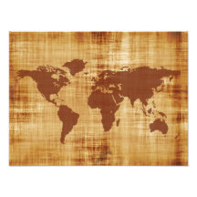 Grungy World Map Textured Photo
