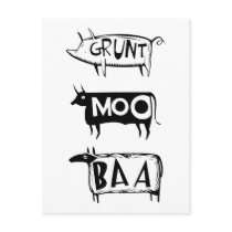 Grunt Moo Baa Postcard