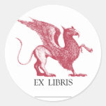 Gryphon Bookplate Round Stickers