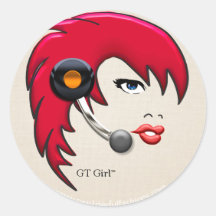 GT Girl Round Sticker