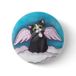 Guardian Angel Cat Button