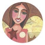 GUARDIAN ANGEL - collage folk art stickers