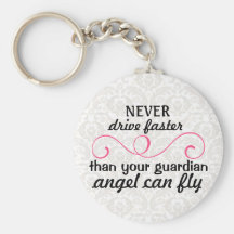 Guardian Angel Key Chain Pink Grey