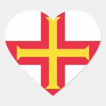 Guernsey Flag GG Heart Stickers