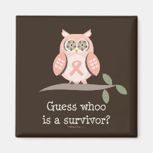 Guess Whoo Survivor Pink Ribbon Owl Magnet