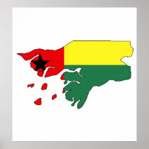 Guinea Bissau Flag Map full size Poster