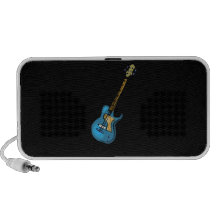 Guitar blue yellow shaded graphic travelling speakers