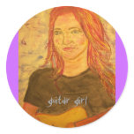 guitar girl art stickers