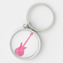 guitar graphic light pink solid key chains