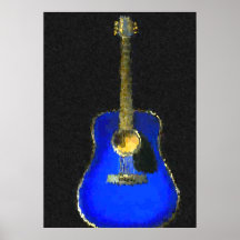 Guitar in Blue Poster