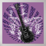 Guitar musical notes-choose any colour background posters