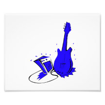 Guitar n amp stylised blue flat graphic photographic print