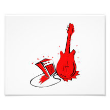 Guitar n amp stylised red flat graphic photographic print