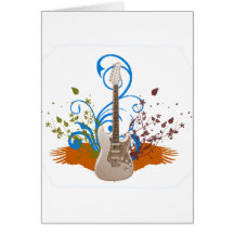 Guitar on Flowers Karte