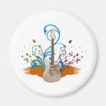 Guitar on Flowers Magnets
