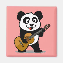 Guitar Panda Refrigerator Magnets