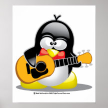 Guitar Penguin Poster