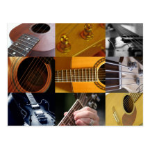 Guitar Photos Collage Post Card