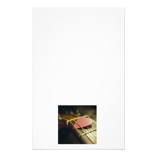 Guitar Pick Tucked in Strings Personalized Stationery