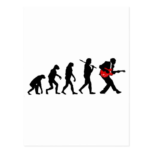 Guitar player evolution post card