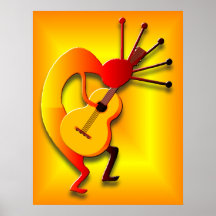 Guitar Player in Gold Posters