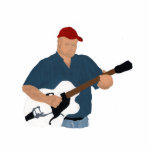 Guitar Player Painting Semi Hollow Red Hat Blue Sh photo sculptures