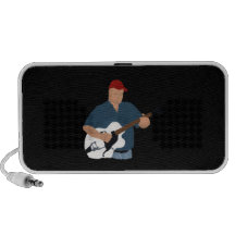 Guitar Player Painting Semi Hollow Red Hat Blue Sh iPhone Speaker