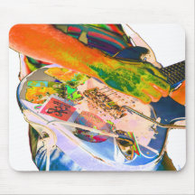 Guitar player,  psychadelic colours music design mouse mat
