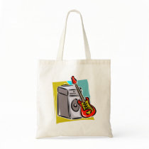 Guitar Red Leaning on Amp Graphic Tote Bag