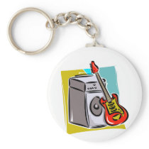 Guitar Red Leaning on Amp Graphic Key Chains